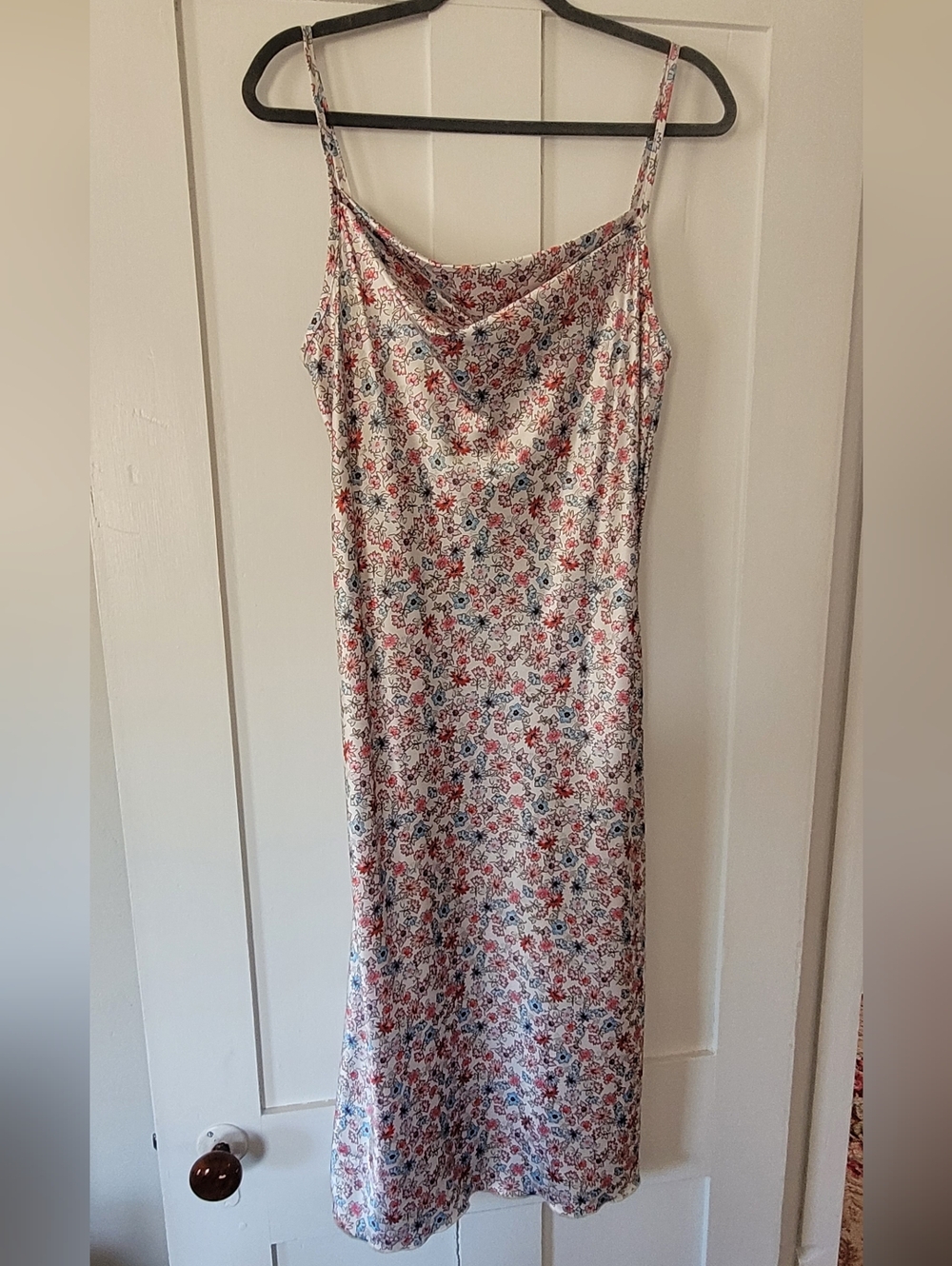 Bebe Bias Floral Satin Midi Dress